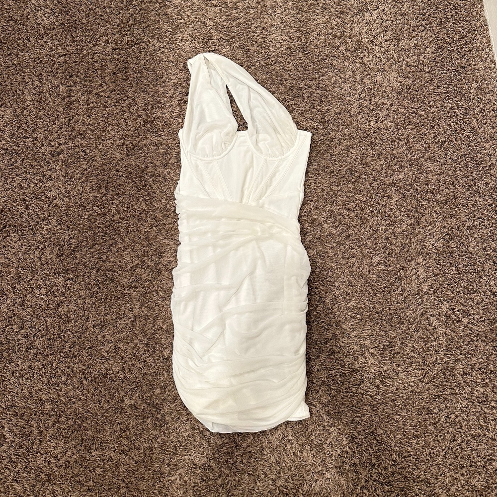 White One Shoulder Corset Bodycon Dress